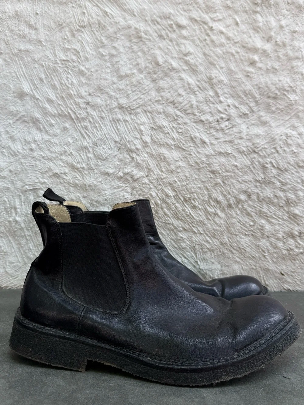 Men's Barney’s New York Black Leather Chelsea Boots with Crepe Sole 13 M Italy